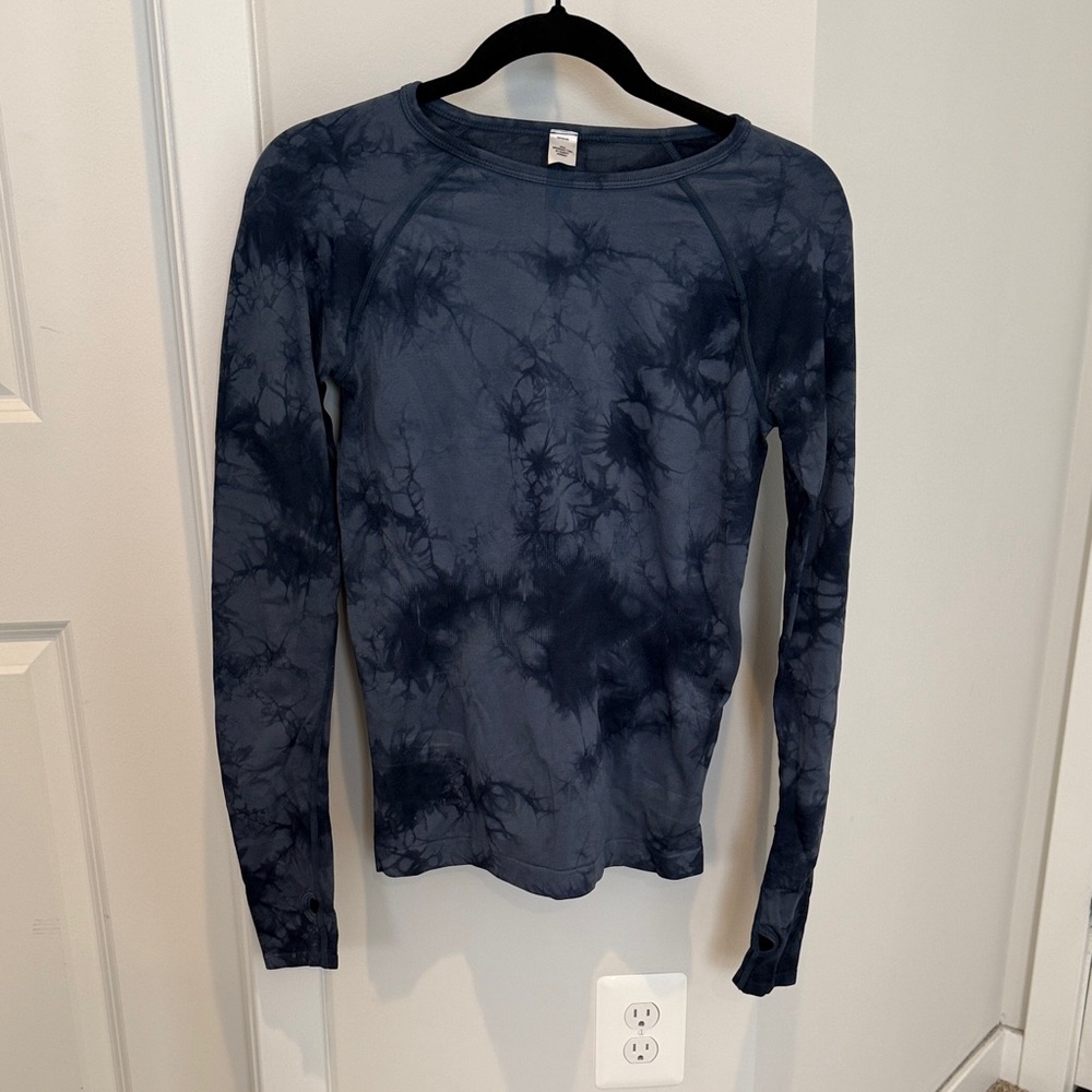Zella Navy Tie-Dye Long Sleeve Tee